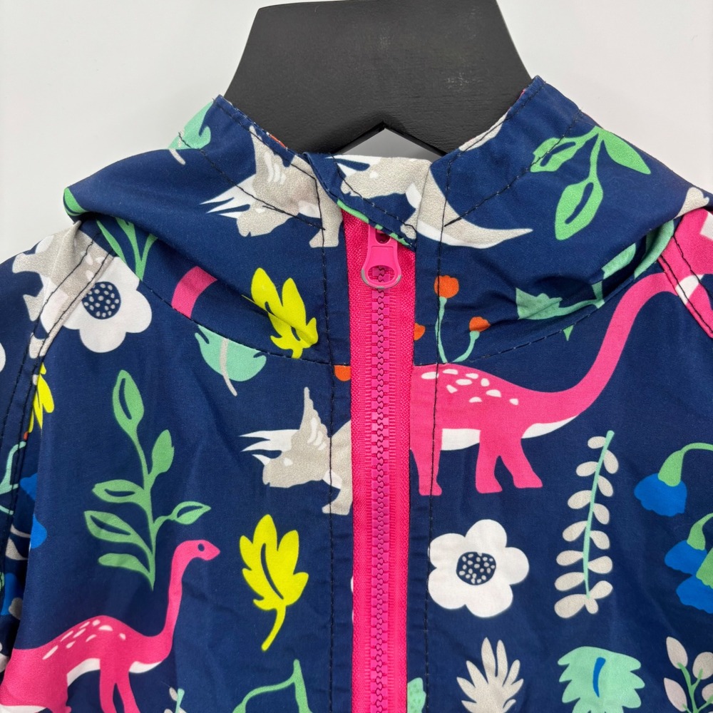 Keaiyounuo Kids Dinosaur Print Hooded Windbreaker Rain Jacket 2T Blue Pink Sz 90 - Picture 4 of 13